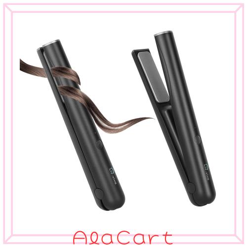 ポータブルコードレス髪ストレートアイロン、USB充電式、40分間連続使用可能、旅行用ワイヤレスカーリングアイロン (ブラック)