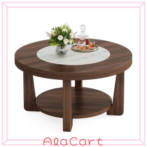 Tribesigns ローテーブル リビングテーブル 丸 サークルコーヒー  