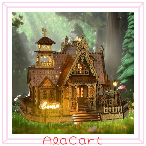 FUNPOLA 3Dパズル 木製パズル 木の模型 田園のコテージ モデル DIY