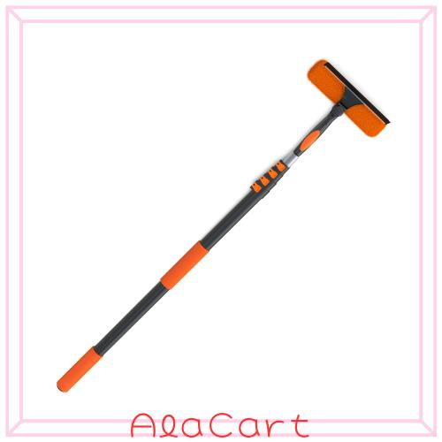 LAANPOLE 6m伸縮式窓掃除道具、2-in-1高所窓掃除、窓ガラス 掃除用プロ仕様のガラスワイパー、1.5-6m伸縮ポール付属、 外壁掃除ブラシ 高
