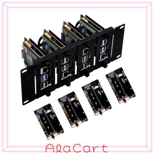 GeeekPi 10インチ 2U ラックマウント Raspberry Pi 5/4B用 PCIe to M.2 NVMe SSDアダプター4個付き DeskPi RackMate T1/T0/T2/10インチサの通販は