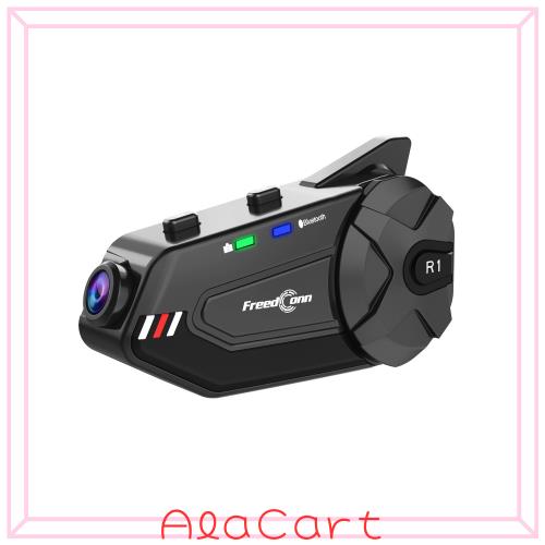 FreedConn R1 PLUS バイク インカム カメラ付き 1080P【最大6人1000M同時通話 30時間連続使用】バイク用ドライブレコーダー ループ録画