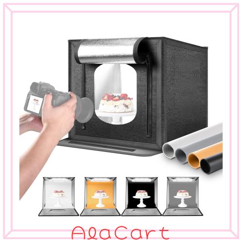 NEEWER 50W 撮影ボックス 50x50cm ライトテント 撮影ブース アップグレード 192個LED 5600K 5310lx/0.5m 4色背景布(橙/灰/黒/白) グレア