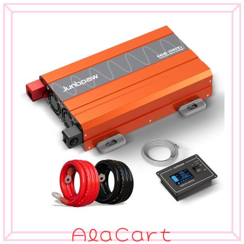 2080W純正弦波インバーター 12V DCから100V 110V AC変換 6000Wピーク出力 5V 2.1A USBポート搭載 静音ファン 高耐久コンデンサー内蔵 RV