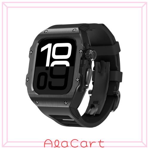 高級アップルウォッチ 46mm バンド 316Lステンレス ケース, メンズ 耐衝撃性iWatch 10 46mm メタルカバー フッ素ゴム(FKM) 交換ベルト用