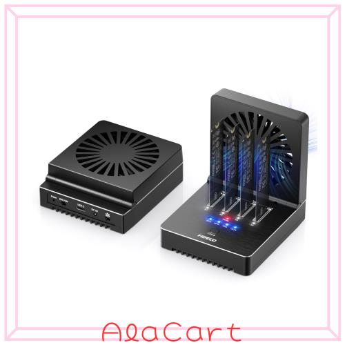 FIDECO M.2 NVMe クローナー ドック 折りたたみ式冷却ファン付き 4 ベイ NVMe クローナー デュプリケーター 40Gbps (4X 10Gbps、2X 20Gbp