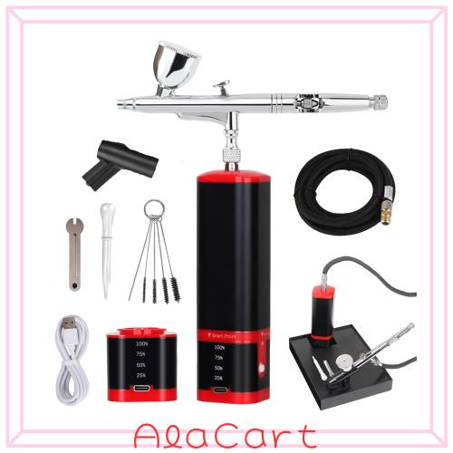 COLOR PEAK充電式エアブラシ コンプレッサー 残電量可視化 ハンドピース セット口径0.3mm USB type-C ダブルアクション ホルダー付き 予