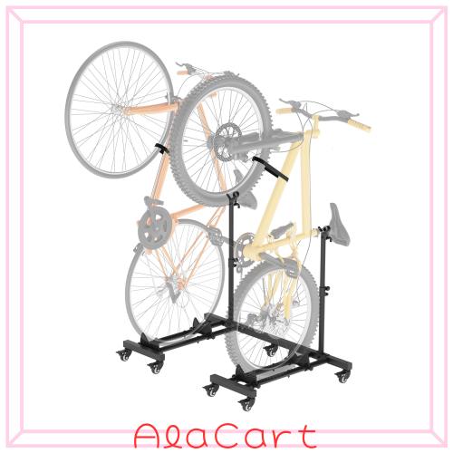 縦型自転車スタンド（2台セット）、ガレージ用フロアスタンド、室内用アップライトバイクラック、高さ調整可能、アパートやガレージに最