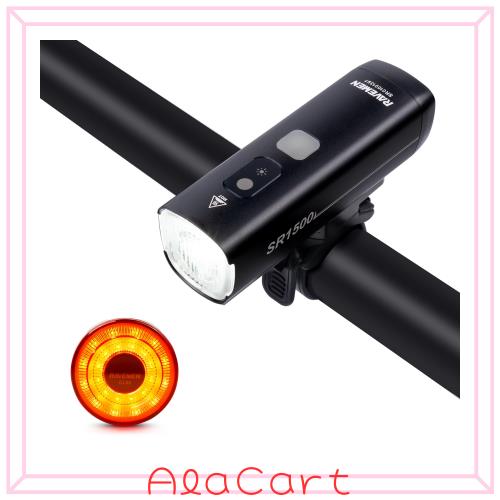 RAVEMEN 自転車ライトセット 1500ルーメン フロントテール ロードバイクライト USB-C充電式 セーフティライト IPX6防水 光センサー サイ