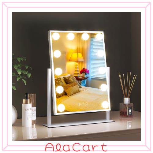 YOLEO 化粧鏡 女優ミラー LED ハリウッドミラー 12個LED電球 高輝度 角度調整 3モード調色 明るさ調節可能 360度回転 コンパクト 化粧鏡 の通販は