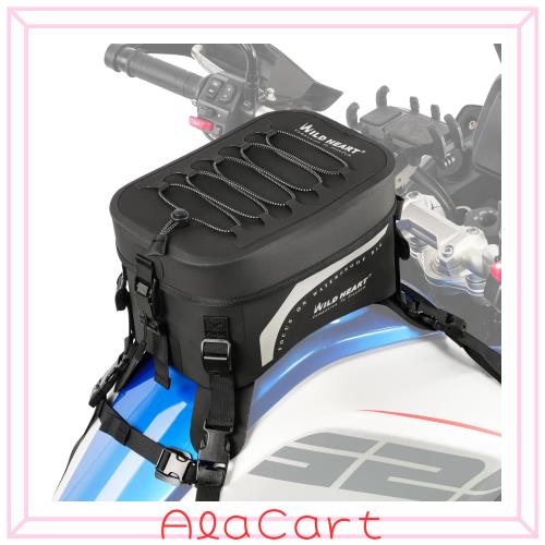 WILD HAERT 全防水バイクケースバッグ汎用バイクケース大容量8 L (エラスティックロープ 黒)