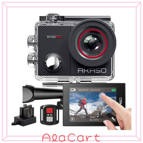 AKASO EK7000 Pro アクションカメラ 4K 2000万画素 タッチパネル式 Type-C外部マイク対応 手ブレ補正 WIFI搭載 広角レンズ 40m防水 水中