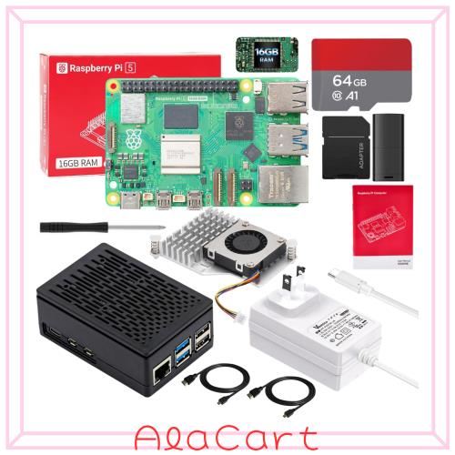 Vesonn Raspberry Pi5 16GB Starter Kit 技適を取得済み ラズベリーパイ5 16GBボード/64GB カード/ABS放熱ケース/PD電源アダプター/アク