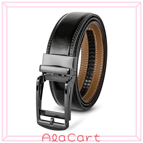 [GOLDLEMON] ベルト メンズ 紳士用ベルト 穴なし 大きいサイズ オートロック式 本革 バックル取替可能 ベルト長さ調整可能 ビジネス カジ