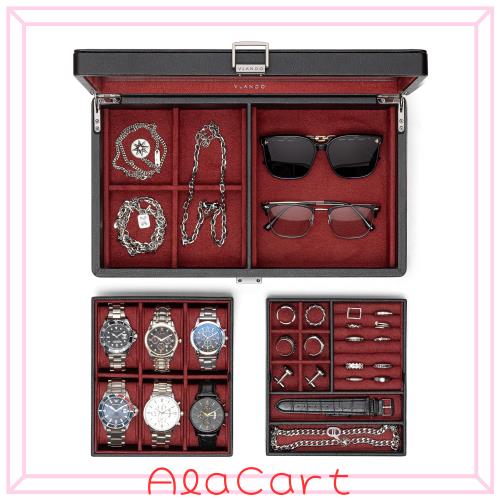 Vlando 腕時計ケース PU製 男性 収納ボックス アクセサリーケース アクセサリー 収納 誕生日プレゼント