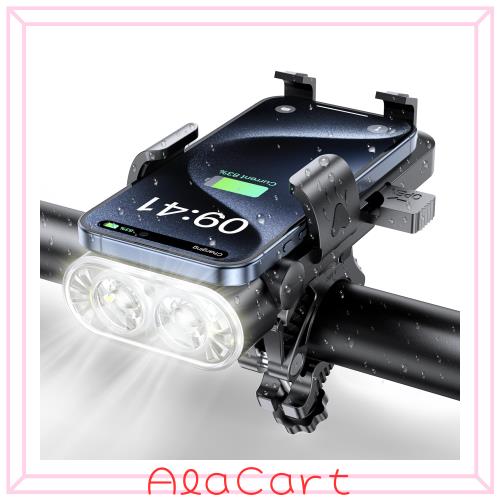 自転車 ライト 充電式 ロードバイク ライト 最強 サイクルライト スマホホルダー 4000mAh 大容量 強航続 LEDヘッドライト 4つ調光モード