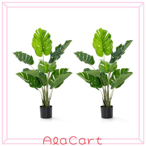 Giantex 人工観葉植物 モンステラ 大型 フェイクグリーン 高さ120cm 本物そっくりの人工植物 人工樹木 インテリアグリーン 観葉樹 植木