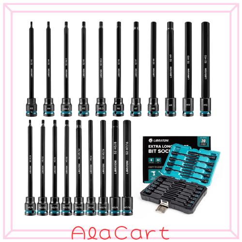 LIBRATON ヘキサゴンソケットセット 差込角 3/8インチ(9.5mm) ヘックスビットソケット S2鋼 インパクト用六角ビットソケット SAE・メート