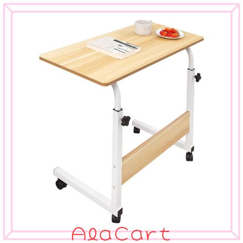 JUPEA サイドテーブル キャスター付き 幅60/80cm 昇降式テーブル コの字 ベッドサイドテーブル サイドテーブル 高さ調節 昇降式サイドテ