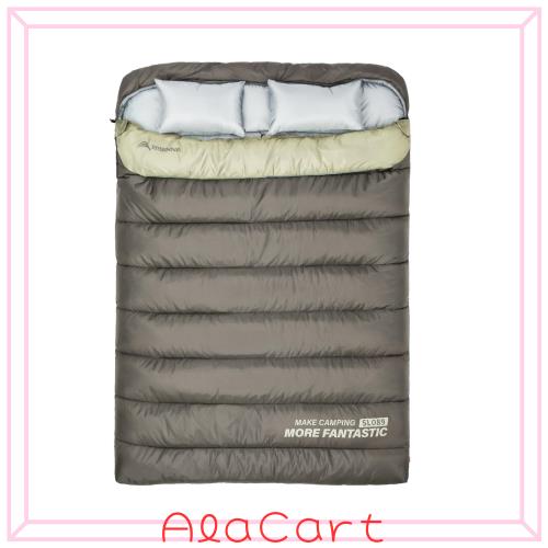 BISINNA キャンプ寝袋 二人用 シュラフ アウトドア 封筒型 4.2kg コンパクト 連結解体可能 春秋 夏用 丸洗い可能 家族用 車中泊 キャンプ