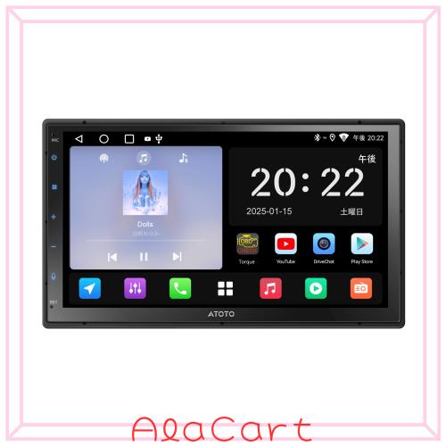 ATOTOLIFE Androidナビ 7インチディスプレイオーディオ2DIN、ワイヤレスCarPlay/Android Auto、GPS追跡、WiFi/Bluetooth/USB、24EQ DSP、