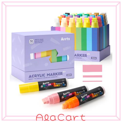 Arrtx 30色アクリルマーカー、15mmジャンボフェルトチップアクリルペイントペン、岩絵、石、ガラス、イースターエッグ、木材、布絵用 -