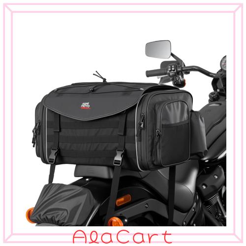 KEMIMOTO シートバッグ 拡張機能あり 35-45L ツーリングバッグ レインカバー付き バイク リアバッグ 変形しにくい 荷物固定ベルト付き バ