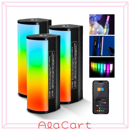 NEEWER 3本 プロスティックライト マグネット式 チューブライト 360°RGB 撮影用ライト APP DMX制御/カスタム効果/ライトグループ LEDビ