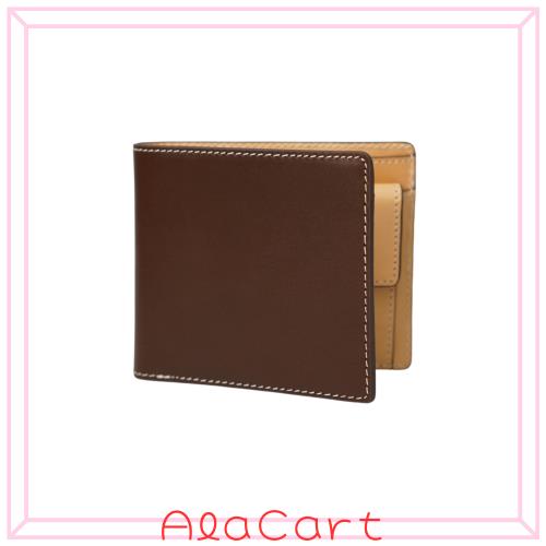 [MASSENI] 高級イタリア革 メンズ 二つ折り財布 ポケット タン色 本革 軽い レザー カード4枚収納 (ダークブラウン)