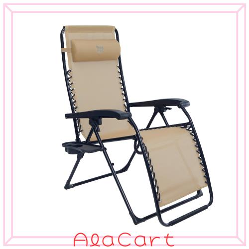 TIMBER RIDGE リクライニングチェア 折りたたみ インフィニティチェア 耐荷重136kg 角度調節 ゼログラビティーチェア カップホルダー付