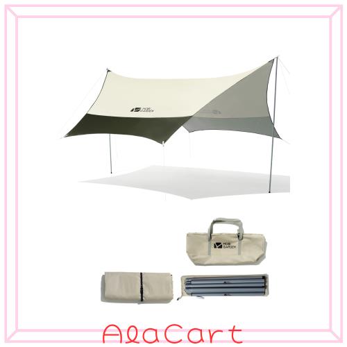 MOBI GARDEN ヘキサタープ 4.4×4.4×2.1m UPF50 防水PU3000mm オリーブグリーン