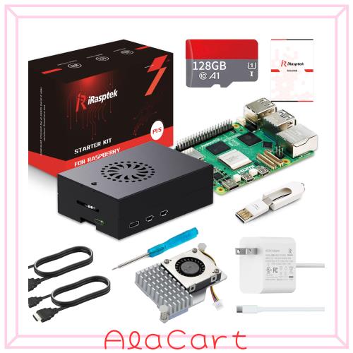 iRasptek Starter Kit For Raspberry Pi 5/ラズベリーパイ5 RAM 8GB — 128GB ラズベリーパイ OSをプリインストー