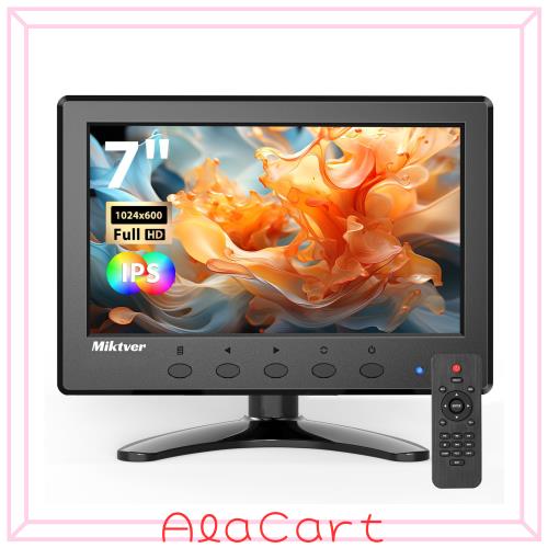 Miktver 7インチ小型モニター 1024 x 600 IPS 178°視野角 液晶PCサブディスプレイ VGA BNC USB HDMIセキュリティCCTVモニター 自宅 オフ