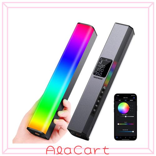 NEEWER RGB LEDビデオライトスティック タッチバーとアプリ制御 磁気 ハンドヘルド 調光可能 3200K~5600K CRI98+ フルカラー 内蔵6400mAh