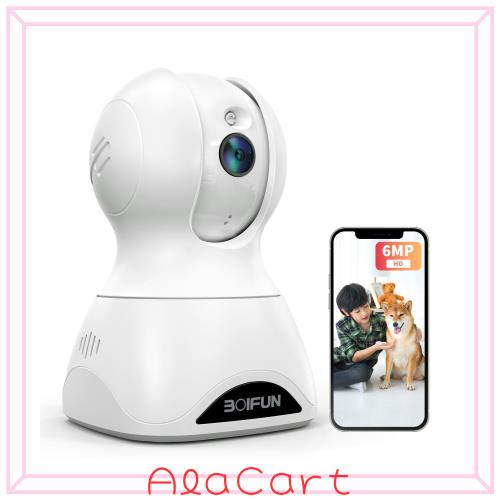 BOIFUN ペットカメラ 600万画素 2.4G WiFi 360°首振り iPhone Android Alexa対応