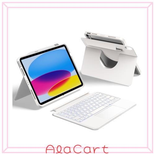 HOU対応 iPad 11インチA16 2025/10世代 ケース キーボード、iPad第11/10世代用回転式＆着脱式キーボードケース、伸縮性ペンホルダー、完