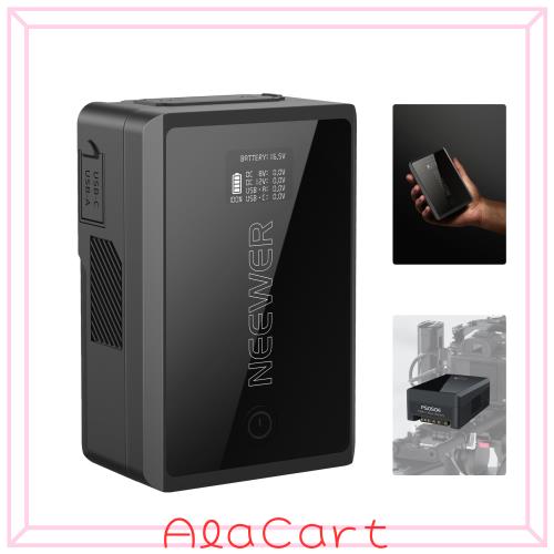 NEEWER ミニVマウントバッテリー ミニVロック電池 D Tap/USB C/USB A/BP/デュアル DC ポート/OLEDスクリーン付き 3450mAh 50Wh 14.54V 45