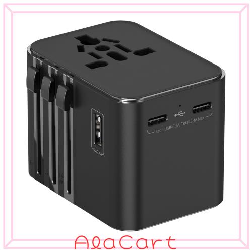 変換プラグ 海外2025最新 全世界対応 海外旅行用電源コンセ ントマルチ2つUSB-Cと1つUSB-Aポート付き C/O/BF/Aタイプ付きアダプター ヨー