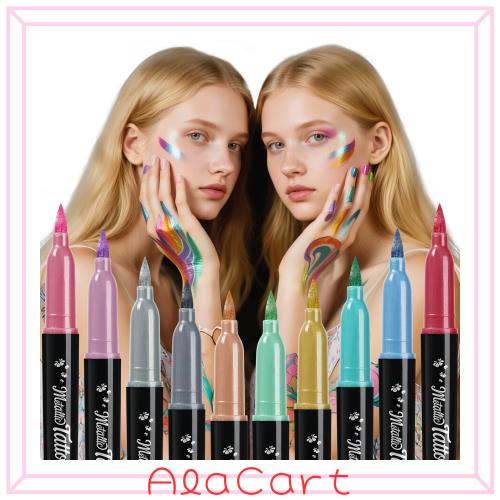 ThEast10色フェイスペイントマーカー、メタリックグリッターボディ