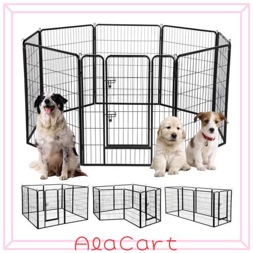 BAOJIADA 犬 サークル ペットフェンス 犬ゲージ 大型犬用 中型犬用 ペットサークル 屋内外兼用 バリアフリー 組立簡単 パネル8枚 複数連