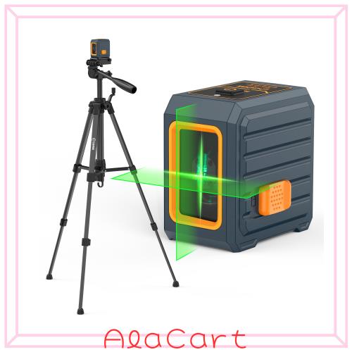 CIGMAN 93cm三脚付きレーザー墨出し器 緑色十字ライン 超軽量コンパクト 高精度省エネモード搭載 自動・手動モード IP54防塵防水 初心者