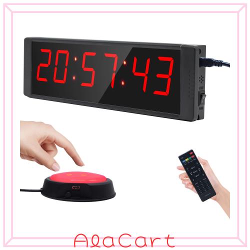 YZ ジムタイマー、スタート/ストップボタン付きジムクロック、ワークアウト用インターバルタイマー、12/24Hデジタルタイマーストップクロ