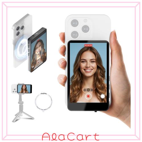 SYNCO XView スマホ用自撮りモニター iPhone/Android対応 外カメラ自撮りモニター 内蔵スピーカー 画面ミラーリング/回転可能 音量/明る