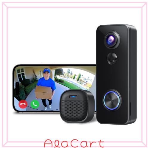 ワイヤレスドアベル 2K 180°超広角 IP66防水 Alexa Google Home対応 XTU