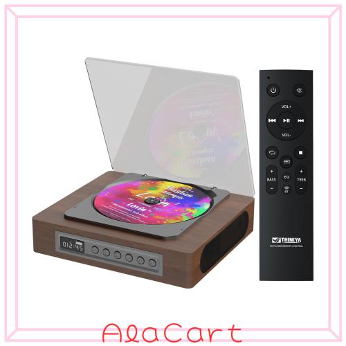 Thinkya CDプレーヤー Bluetooth5.1受信＆送信 シーデイープレーヤー ポータブル レトロ スピーカー内蔵 ステレオ 木製 CDプレイヤー 2600