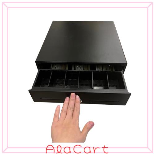 NUSRATS 手動式 キャッシュドロア 小型 紙幣3種 硬貨6種 W330×D355×H104mm ワンプッシュでオープン キャッシュドロアー 手動開閉 黒い