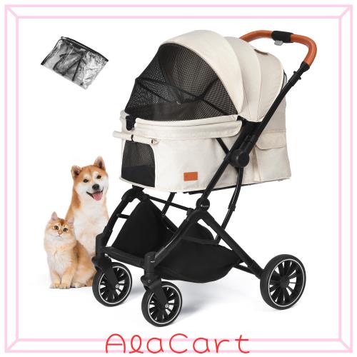 Angelpet ペットカート 対面両用式 折りたたみ 30KG対応 ベージュ