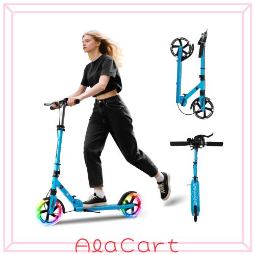 Welmotive キックボード 折りたたみ 耐荷重100kg 3段階調節 ブルー