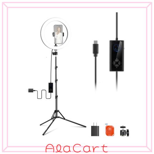 NEEWER 12インチ 24W LEDリングライト 撮影用ライト 三脚スタンド付き ビデオライト バイカラー 2900-7000K USB タイプC PD入力 スマホ用