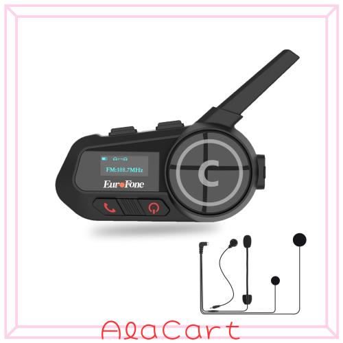 EuroFone バイク インカム S6-B Bluetooth 5.1 LED画面 6人通話 2000m通信距離